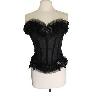 Y2K Coquette Corset Black M Sexy Vampire Goth Barmaid Wednesday Adams Tart